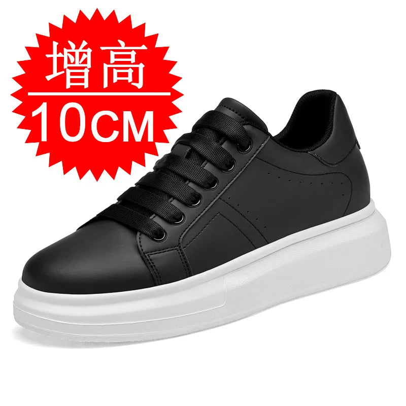 Men's Invisible Height Increasing Elevator Shoes Lace-up Sporty White Sneakers 6cm 8cm 10cm Taller Size Plus Invisible Elevate