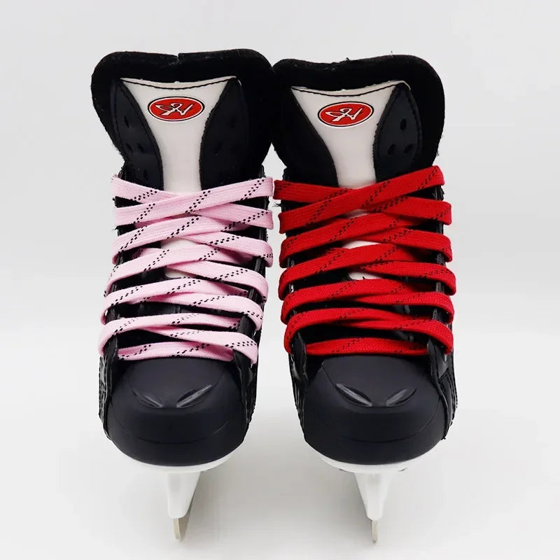 1cm Waxed Ice Hockey Shoelaces Dual Layer Braid 23-70 Inch Halloween Christmas Fall Winter for Roller Derby & Ice Hockey Skates