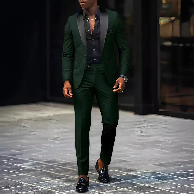 2 - Piece Men's Suit Suitable For Wedding Business Single Button Jackets And Pants Sets, Slim Fit - View 11 | SAMAG