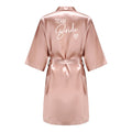 Wedding Party Team Bride Robe Kimono Satin Pajamas Bridesmaid Bathrobe With White Letters YE8171