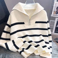 Sweater pullover women Spring and Autumn underwear 2023 New zipper stripe underlay short style popular premium sweater female
