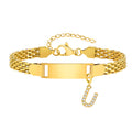 Vnox A-Z letters Baby Bracelets, Stainless Steel Strap Chain for Kids With Cute Letter Blank Bar, Children Jewelry Gift