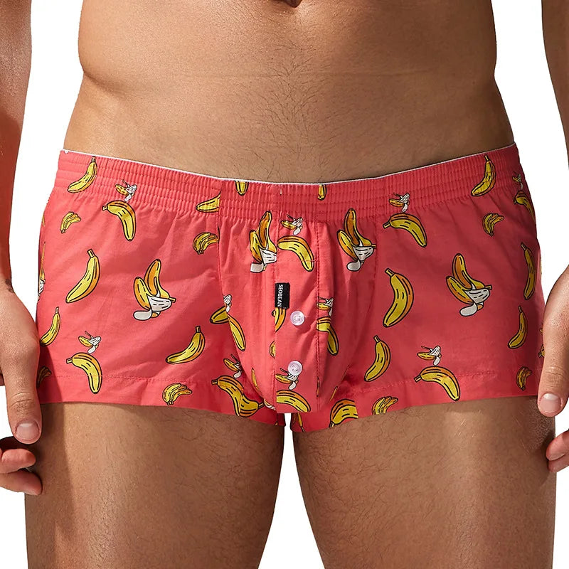 SEOBEAN Men's Cotton Sleepwear U-Shaped Pouch Arro Pants Casual Cotton Home Shorts Trendy Sensual Flat-Bottomed Underwear