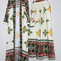 Design retro positioning printed long cardigan+vest three piece set for spring women's clothing+loose pants skirt fashion set