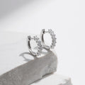 MODIAN D Color Moissanite Small Hoop Earrings 925 Sterling Silver Hollow Sparkling Ear Buckles For Women Wedding Fine Jewelry