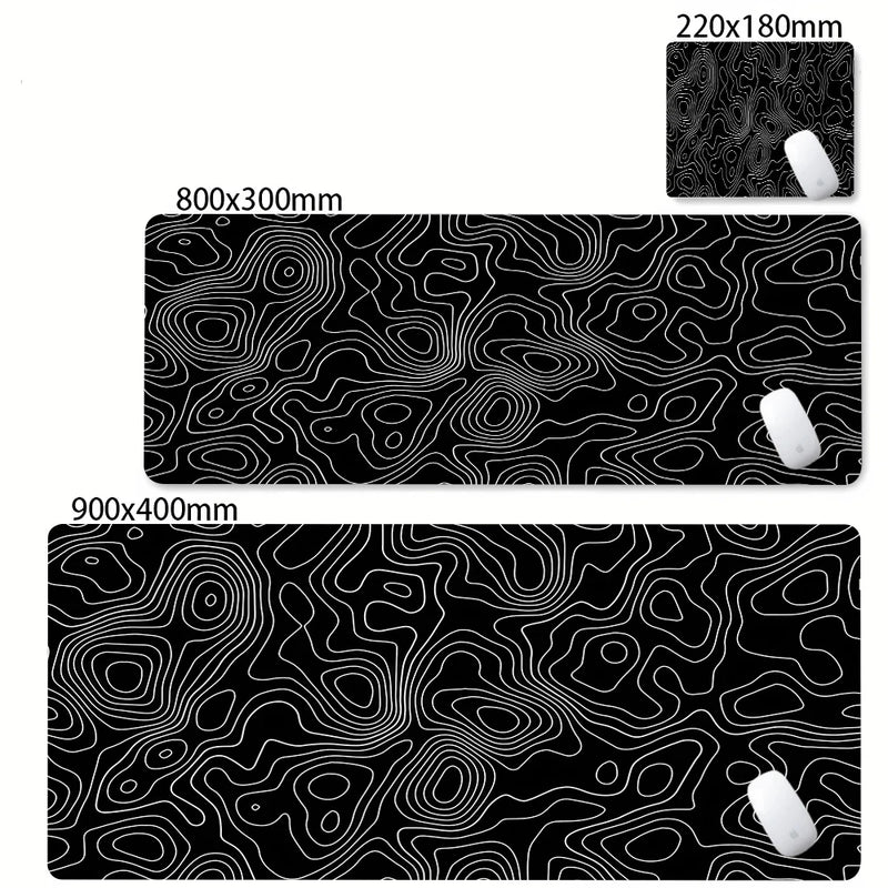 XXL Desk Mat Black And White Strata Liquid Mousepad Large Abstract Mouse Pad Gaming Deskmat With Lockedge Office Non-slip Carpet