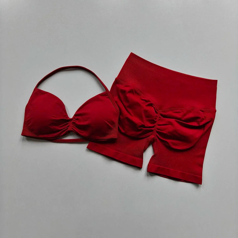 Yoga Set for Women, Fitness, Breathable, Quick Drying Training, Beautiful Back, Gathered Underwear, High Waist, Hip Lifting Shor