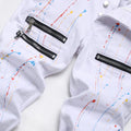Men Painted Stretch Denim Jeans Zippers Buttons Fly Biker | SAMAG