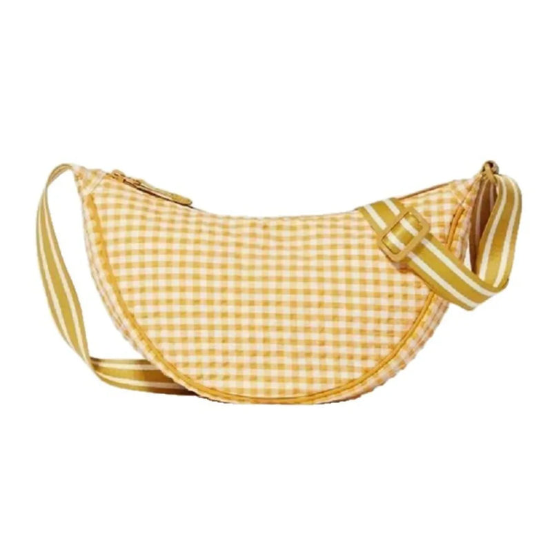 Fashion Canvas Plaid Hobos Crossbody Bag for Women Shoulder Bag Half Moon Chest Bags Tote Lady Travel Shopper Bag Female Purses