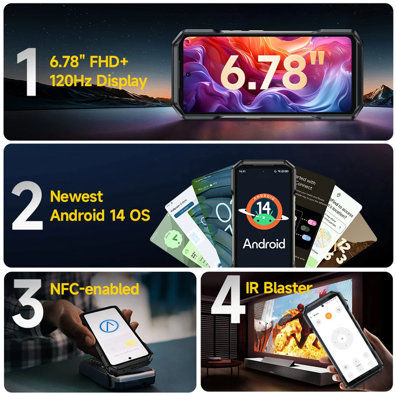 Ulefone Armor 27 Pro 5G Rugged Phone 10600mAh Smartphone Android 14 50MP+64MP Night Vision Camera Up to 24GB+256GB NFC