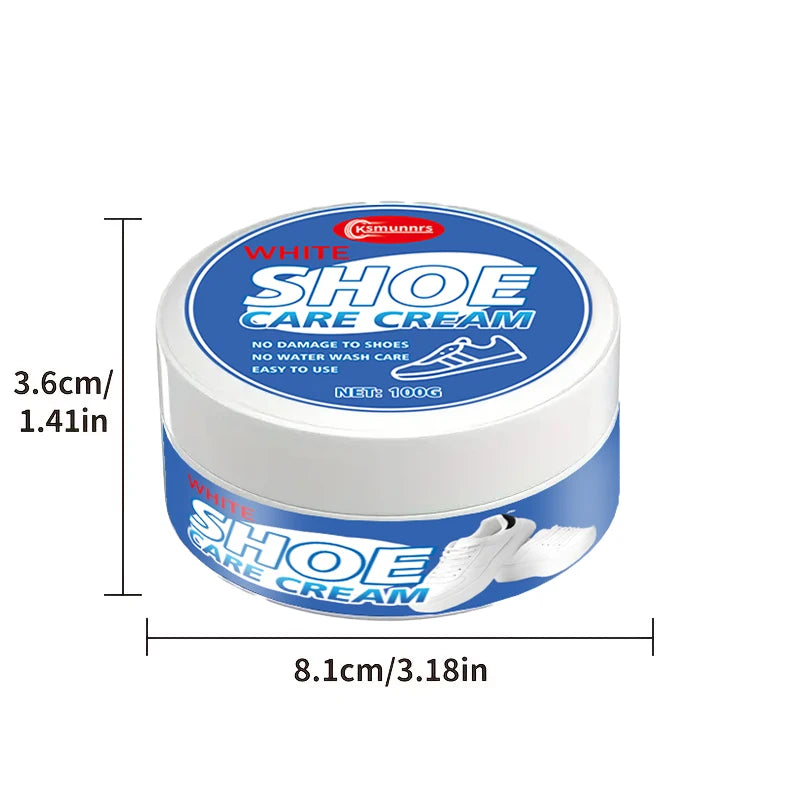 White Shoe Polishing Cream, Sneaker Cleaner and Shine Restorer for Canvas Shoes, Leather Shoes and Sports Shoes