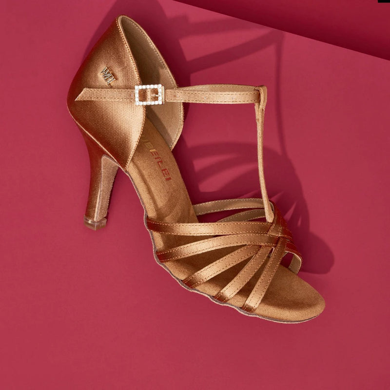 Women‘s Heel Latin Dance Shoes Flare/Cone Heel - Flexible Suede Sole for Ballroom, Cha Cha, Salsa|Practice & Performance