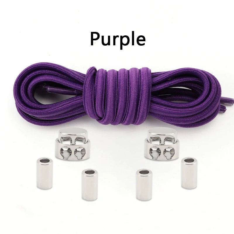 Oval Elastic Shoelace Metal Buckle Laces Unisex Quick-On/Off Shoelaces for Sneakers and Boots 1Pair/2Pair