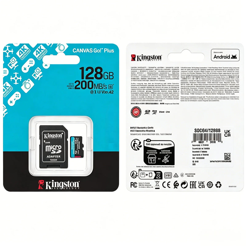Kingston 256GB Canvas Go Plus Micro SD Card 200MB/s A2 U3 V30 Class 10 MicroSDXC Memory Card for Smartphone Drone 4K Video