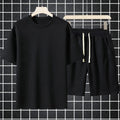 Men's Streetwear Summer Cotton T Shirt Shorts Sets Women Loose Solid Color Casual T - Suit Jogging Sleeve - View 3 | SAMAG