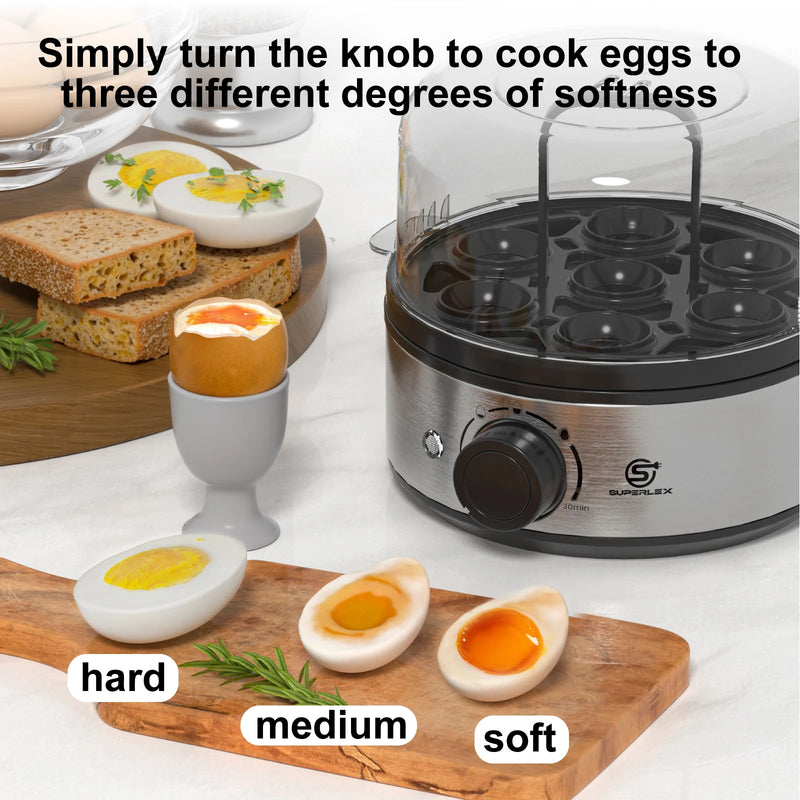 SUPERLEX 400W Power EGG COOKER with Large Capital Boils Up to 7 Eggs Smart Power Off Easy to Clean and Better Safeter For Family