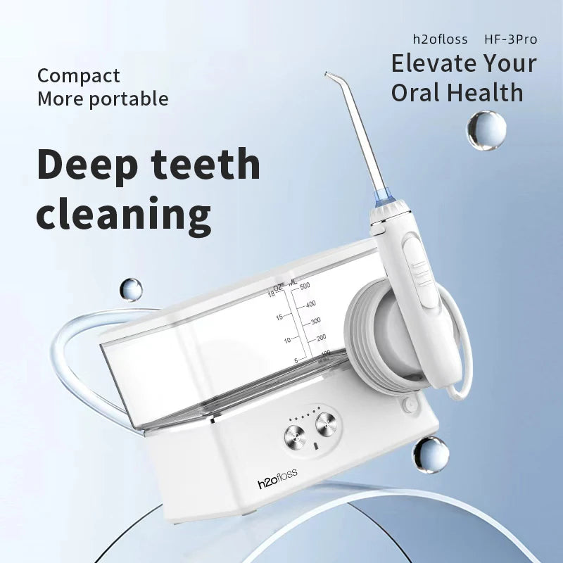 H2ofloss Water Flosser Portable Oral Irrigator 570ml 140PSI High Pressure 6 Modes 5 Nozzles with Storage Bag USB Rechargeable