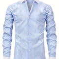 Men'S Elegant Striped Long Sleeve Button-Up Shirt | SAMAG