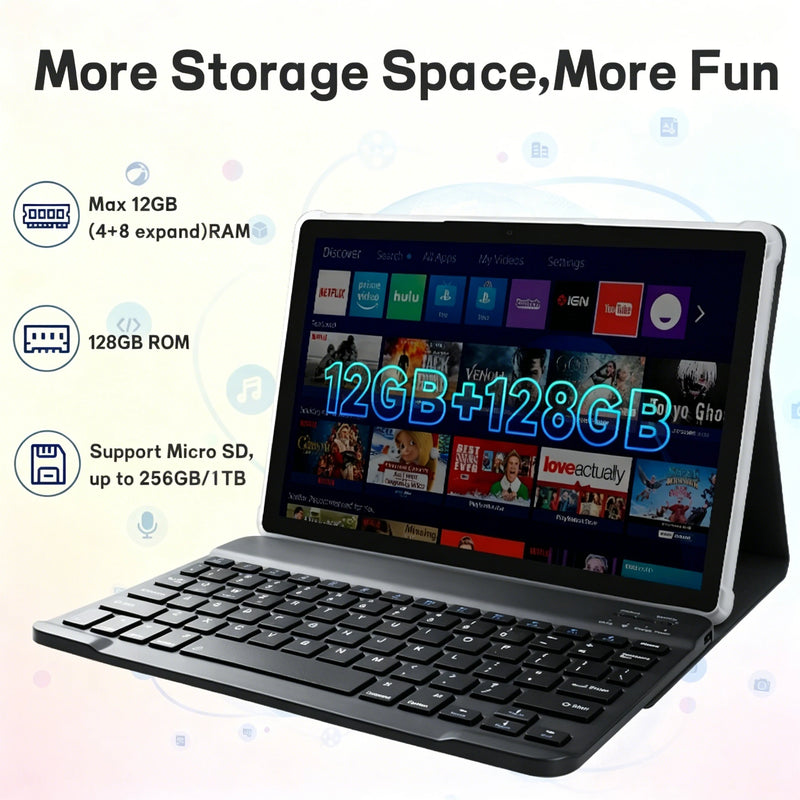ANRY 10.1" Android 16 Tablet PC Octa Core 12GB RAM 128GB ROM WiFi Bluetooth 5000mAh Dual Cameras GPS Student Learning PC Tablet