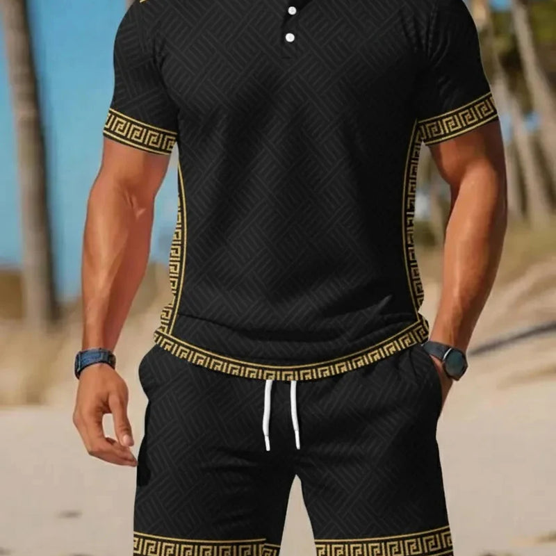 Men's Summer Polo Shirt Sets Casual Collared Sportswear | SAMAG