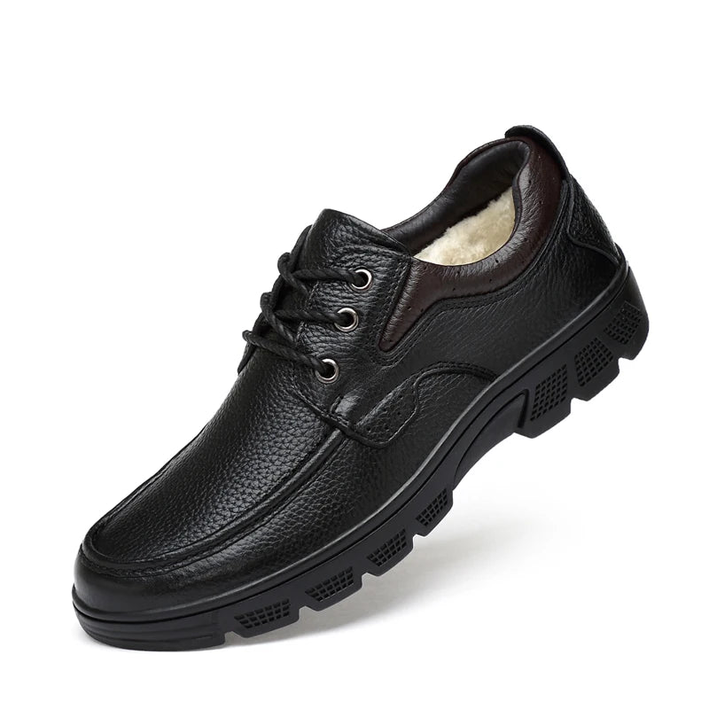 Autumn Winter Genuine Men's Leather Shoes Casual Business Plus Big Size 49 50 Black Brown
