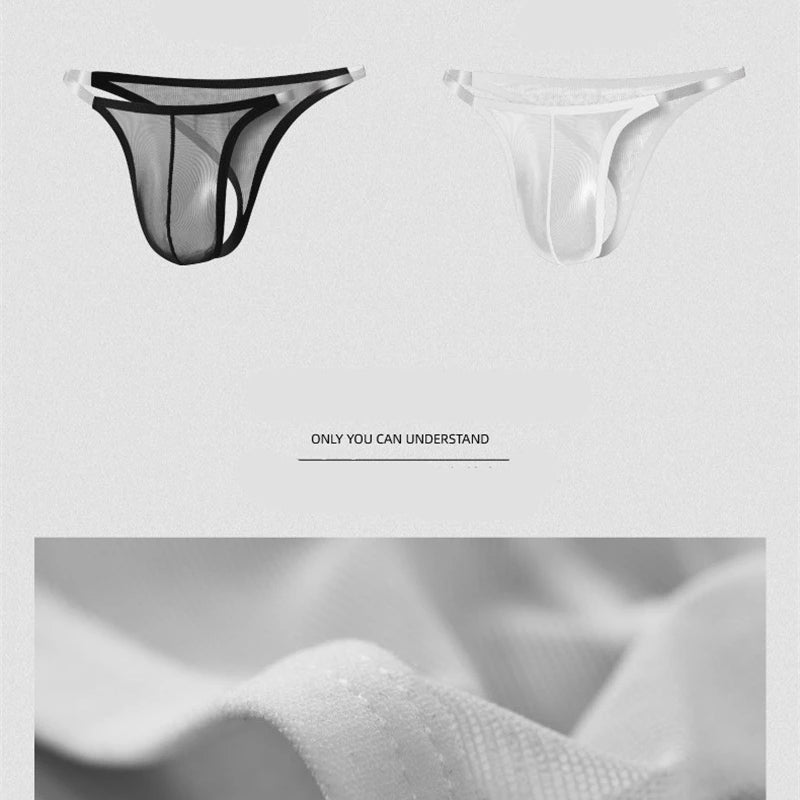 New underwear men's thong T pants front U raised sexy tanga hombre string transparent strap ice silk personality gay GTOPX MAN