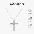 MODIAN D Color Moissanite Necklace 925 Sterling Silver Exquisite Cross Link Chain Pendant For Women Fine Jewelry Gift | SAMAG