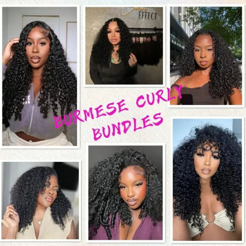 Burmese Curly Hair Bundles 15A Burmese Virgin Raw Human Hair Bundles Unprocessed Weaving Water Wave Curly Hair Extensions