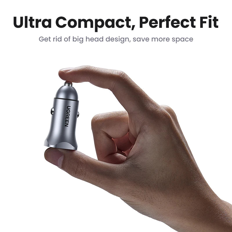 UGREEN 30W Car Charger USB Type C Fast Charger QC 4.0 3.0 PD 20W Quick Charging for iPhone 15 14 13 Xiaomi Mobile Phone Charger