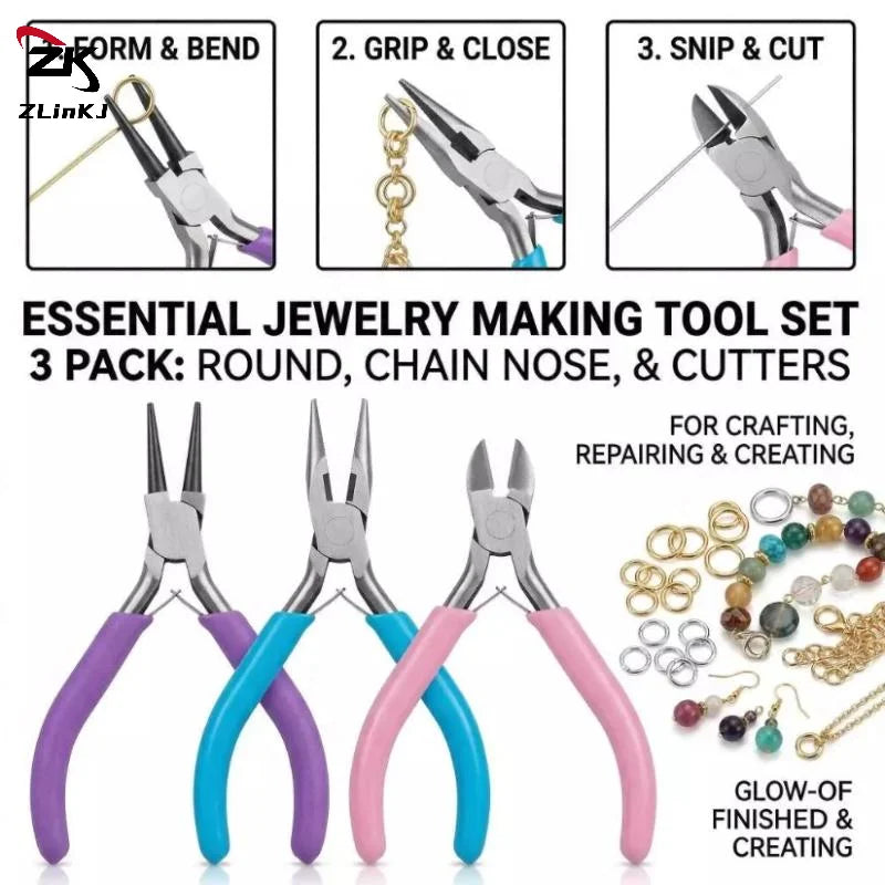 Jewelry Pliers Tool Set Making For DIY Bracelet Jewelery Supplies Handmade Repair - Visuel 2 | SAMAG