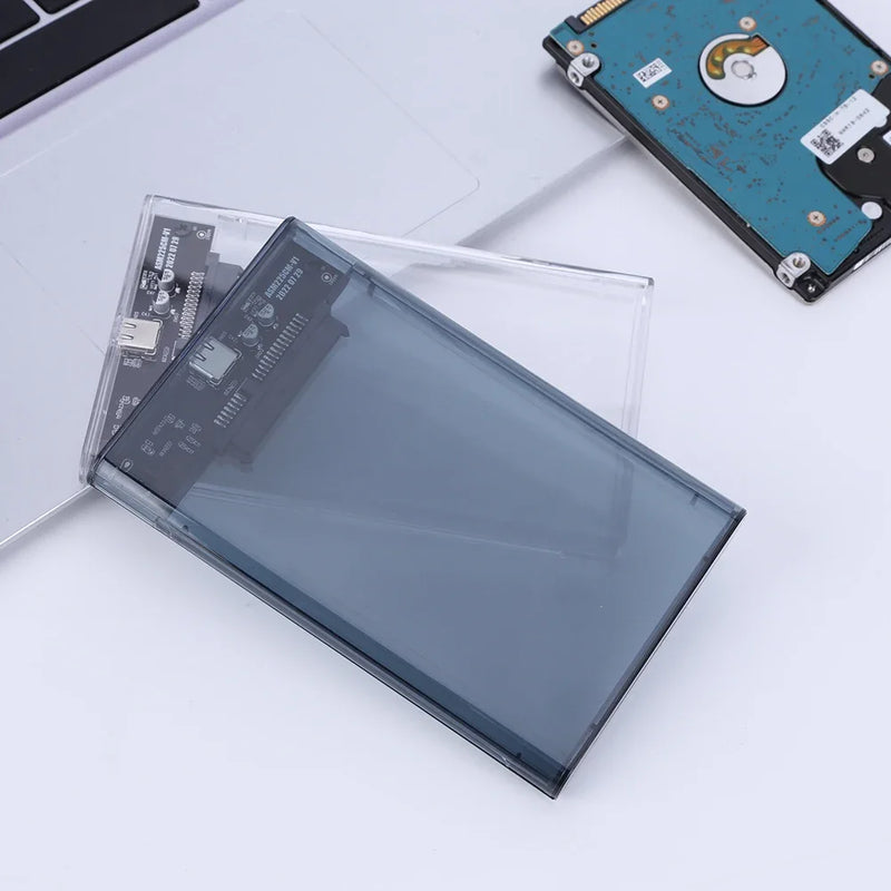 Transparent HDD Case HDD Enclosure 2.5 Inch SSD SATA To USB 3.0 Type-C 3.1 Adapter Portable External Hard Drive Box Tool-Free