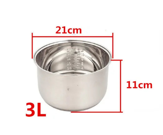 Rice Cooker Liner General Food Stainless Steel Uncoated Thickened 2L3L4L5L6L8L Rice Cooker Inner Pot