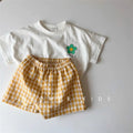 Girls White T-shirt Plaid Shorts /Set Casual Simple Cute | SAMAG