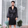 2025 Summer Men's Thin Pajamas Robes Men Homewear Long Sleeve Kimono Bathrobe Black Silk Sleepwear Male Shower Robe Nightwear