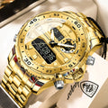 POEDAGAR Top LED Man Clock Waterproof Electronic Luxury Men's Watches Dual Time Display Digital Stainless Steel Men Quartz Watch