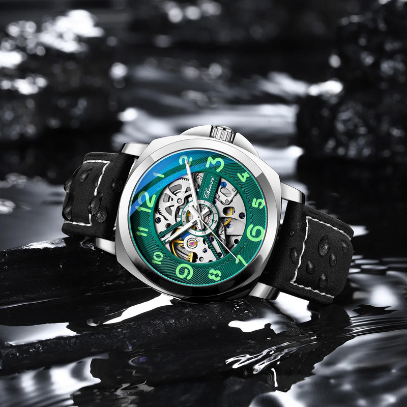 CHENXI Original Skeleton Mechanical Man Watches Luxury Men's Automatic Watch	Leather Strap Fashion Business Wristwatch Gift