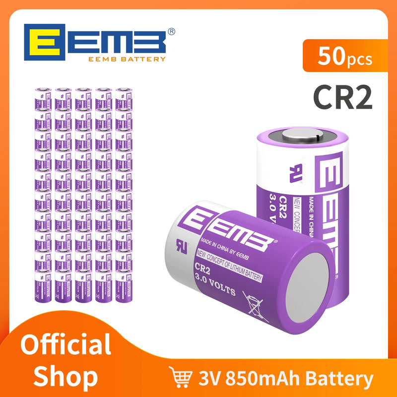 EEMB CR2 3V Lithium Battery 850mAh Non-Rechargeable Battery for Microphones Camera Smoke Detector Doorbell Flashlight