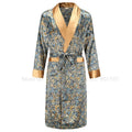 Ice Silk Robe Loose Nightwear Loungewear Male Casual Home Clothes Print Shirt&pants Summer Autumn New Bathrobe with Pocket