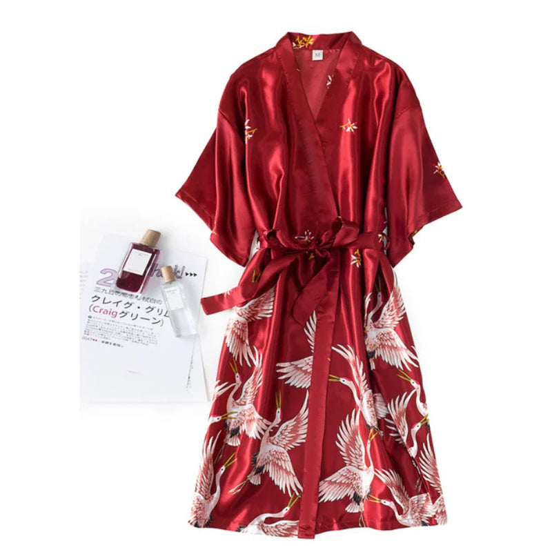 Sexy Nightwear Gown Set Women Pyjama V-Neck Pajamas Silky | SAMAG