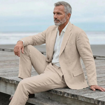 Men's linen casual beach party business suit two-piece | SAMAG
