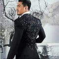 Sparkly Diamond Beaded Men Suit 3 Pieces Set Male Business Blazers Customized Groom Wedding Tuxedos Slim Gem trajes para hombre
