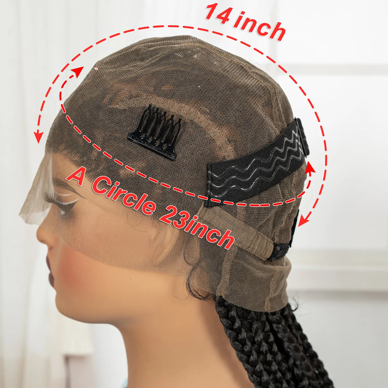 36in Full Lace Cornrow Braided Wigs Synthetic Natural Braiding Hair Wigs Box Braided Lace Wigs with Baby Hair for Black Women