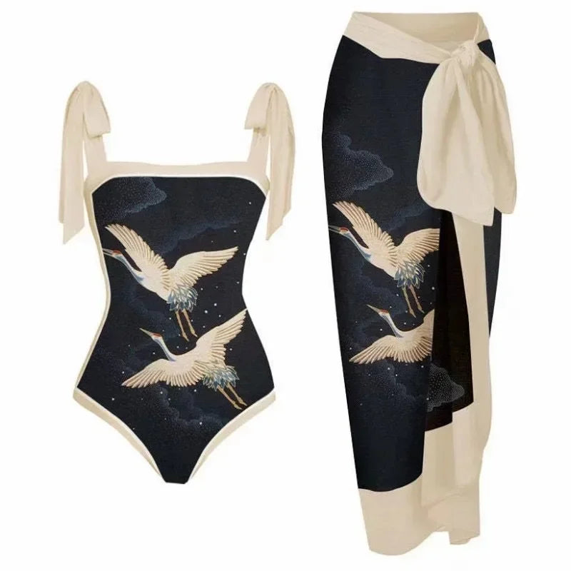 Fashion Women Cover Swimsuit Retro Print Gorgeous - Visuel 7 | SAMAG