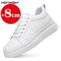 New men's leather elevator shoes 6 cm 8 cm invisible height increase white black sneakers leather height increase casual shoes