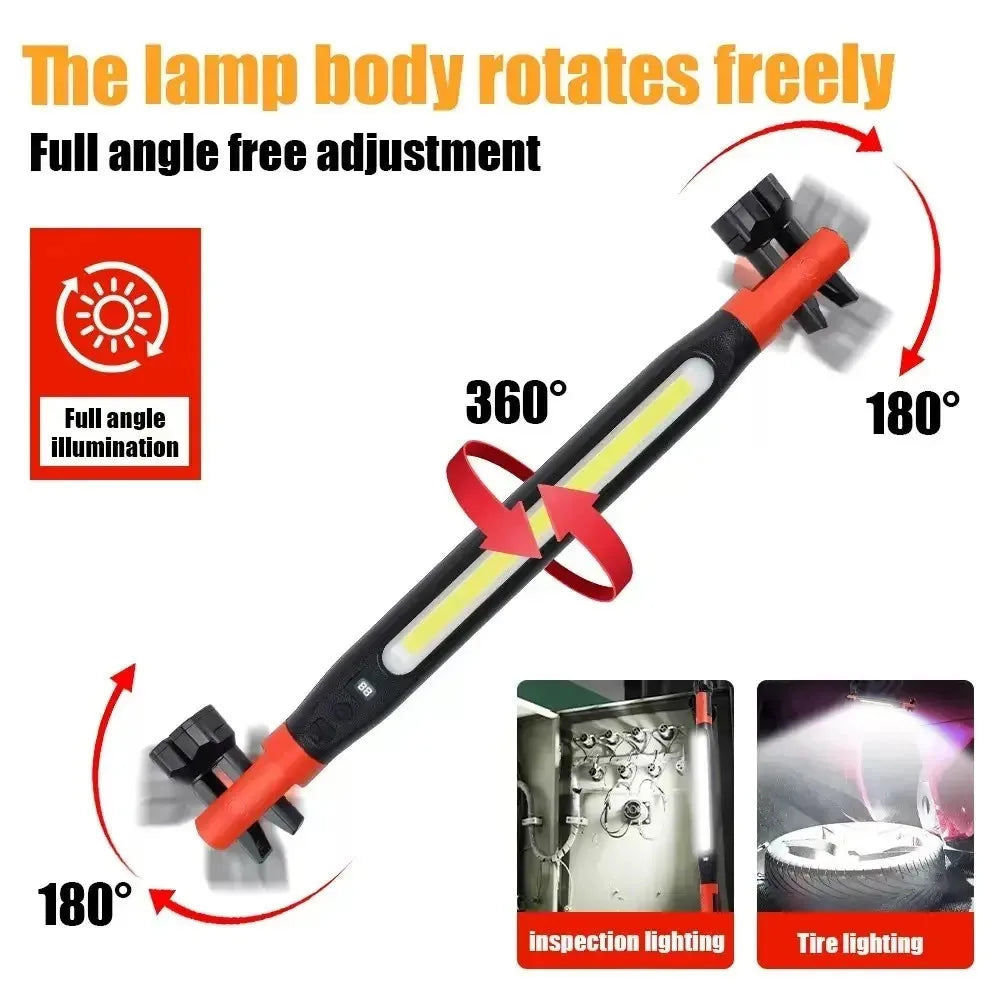 Super Bright Magnetic Work Light Built-in 5200mAh Rechargeable Battery Underhood Work Lamp Bar For Car Repair Outdoor Lighting