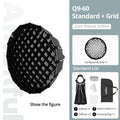 AMBITFUL Q9-II 60cm Deep Mouth Bowens Softbox Qucik-SetupPhotography Light Box Side Wing Matt Box For GODOX LED Flash COB Light
