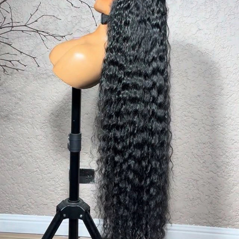 Water Wave 13X4X1 HD Full Soft Hair Lace Frontal Synthetic Wig For Women Preplucked Baby Hair Bleach Knots Heat Resistant Fiber