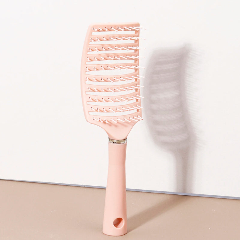 Curling brush - ergonomic handle, hollow design, durable rubber bristles, suitable for all types of hair