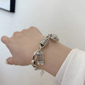 VENTFILLE 925 Sterling Silver Thai Silver Bracelet for Women Vintage Geometric Heart Love Lucky Punk Jewelry 2023 New Dropship