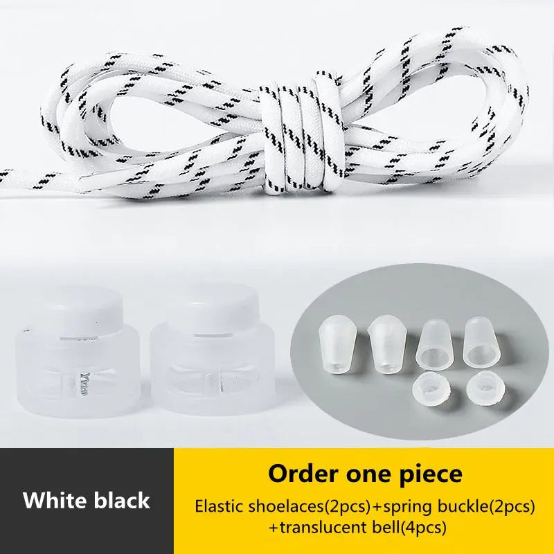 Spring Lock Shoelaces No Tie Shoe Laces Sneakers Round Elastic Shoelace Kid Adult Quick Without Ties Shoestrings Rubber Bands